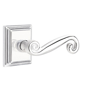Emtek 8561-R-US26 Rustic Door Lever Dummy Set With Wilshire Rosette Polished Chrome
