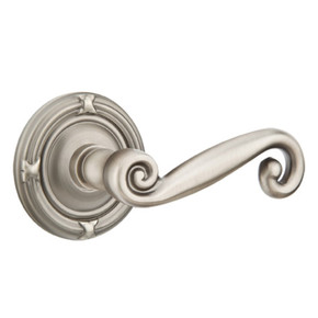 Emtek 8107-R-US15A Rustic Door Lever Passage Set With Ribbon & Reed Rosette Pewter