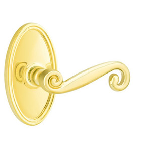 Emtek 8120-R-US3 Rustic Door Lever Passage Set With Oval Rosette Polished Brass