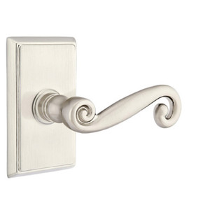 Emtek 8121-R-US15 Rustic Door Lever Passage Set With Rectangular Rosette Satin Nickel