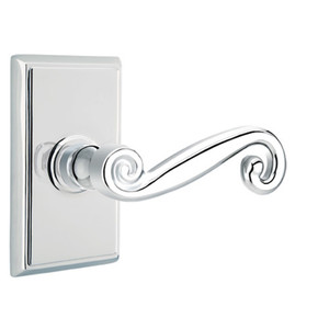Emtek 8121-R-US26 Rustic Door Lever Passage Set With Rectangular Rosette Polished Chrome