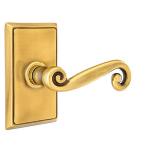 Emtek 8121-R-US7 Rustic Door Lever Passage Set With Rectangular Rosette French Antique