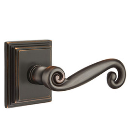 Emtek 8161-R-US10B Rustic Door Lever Passage Set With Wilshire Rosette Oil Rubbed Bronze