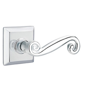 Emtek 8231-R-US26 Rustic Door Lever Privacy Set With Quincy Rosette Polished Chrome