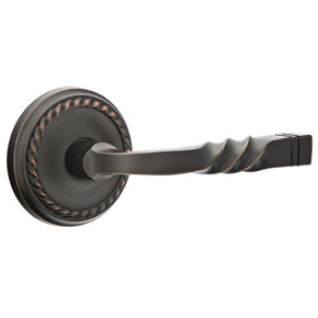 Emtek 8051-SF-US10B Santa Fe Door Lever Dummy Set With Rope Rosette Oil Rubbed Bronze