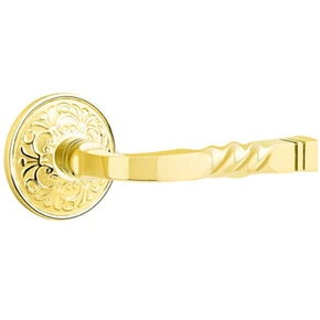Emtek 8056-SF-US3 Santa Fe Door Lever Dummy Set With Lancaster Rosette Polished Brass