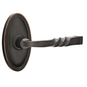 Emtek 8520-SF-US10B Santa Fe Door Lever Dummy Set With Oval Rosette Oil Rubbed Bronze