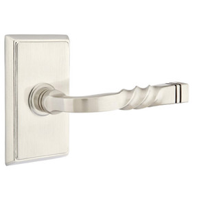 Emtek 8521-SF-US15 Santa Fe Door Lever Dummy Set With Rectangular Rosette Satin Nickel