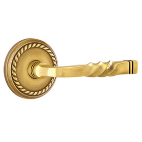 Emtek 8101-SF-US7 Santa Fe Door Lever Passage Set With Rope Rosette French Antique