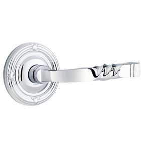 Emtek 8107-SF-US26 Santa Fe Door Lever Passage Set With Ribbon & Reed Rosette Polished Chrome
