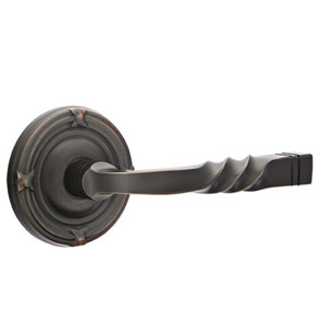 Emtek 8207-SF-US10B Santa Fe Door Lever Privacy Set With Ribbon & Reed Rosette Oil Rubbed Bronze