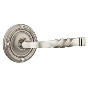Emtek 8207-SF-US15A Santa Fe Door Lever Privacy Set With Ribbon & Reed Rosette Pewter