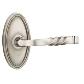 Emtek 8220-SF-US15A Santa Fe Door Lever Privacy Set With Oval Rosette Pewter