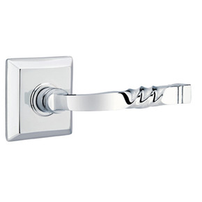 Emtek 8231-SF-US26 Santa Fe Door Lever Privacy Set With Quincy Rosette Polished Chrome