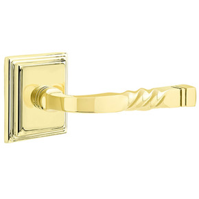 Emtek 8261-SF-US3 Santa Fe Door Lever Privacy Set With Wilshire Rosette Polished Brass