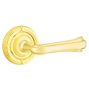 Emtek 8057-WM-US3 Wembley Door Lever Dummy Set With Ribbon & Reed Rosette Polished Brass
