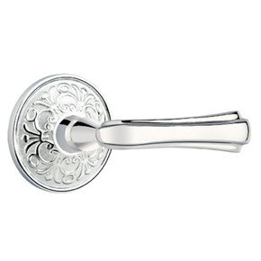 Emtek 8106-WM-US26 Wembley Door Lever Passage Set With Lancaster Rosette Polished Chrome