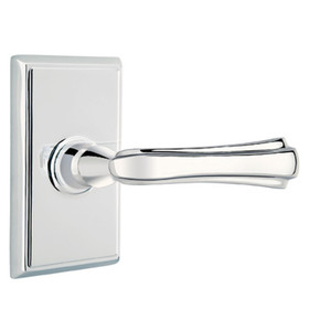 Emtek 8121-WM-US26 Wembley Door Lever Passage Set With Rectangular Rosette Polished Chrome