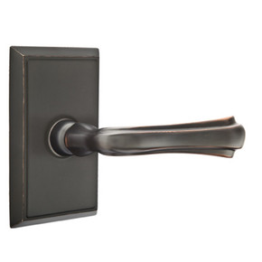 Emtek 8221-WM-US10B Wembley Door Lever Privacy Set With Rectangular Rosette Oil Rubbed Bronze