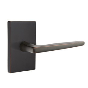 Emtek 5212-HER-US10B Hermes Door Lever Privacy Set With Modern Rectangular Rosette Oil Rubbed Bronze