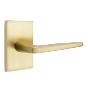 Emtek 5212-HER-US4 Hermes Door Lever Privacy Set With Modern Rectangular Rosette Satin Brass