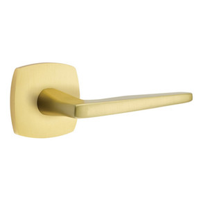 Emtek 5326-HER-US4 Hermes Door Lever Privacy Set With Urban Modern Rosette Satin Brass