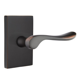 Emtek 5212-LU-US10B Luzern Door Lever Privacy Set With Modern Rectangular Rosette Oil Rubbed Bronze