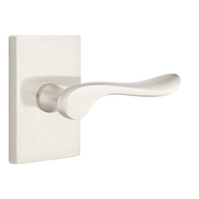 Emtek 5212-LU-US15 Luzern Door Lever Privacy Set With Modern Rectangular Rosette Satin Nickel