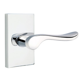 Emtek 5212-LU-US26 Luzern Door Lever Privacy Set With Modern Rectangular Rosette Polished Chrome