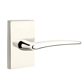 Emtek 5112-POS-US14 Poseidon Door Lever Passage Set With Modern Rectangular Rosette Polished Nickel