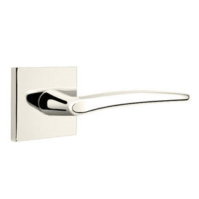 Emtek 5210-POS-US14 Poseidon Door Lever Privacy Set With Square Rosette Polished Nickel