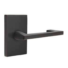 Emtek 5212-AG-US10B Argos Door Lever Privacy Set With Modern Rectangular Rosette Oil Rubbed Bronze