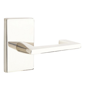 Emtek 5212-AG-US14 Argos Door Lever Privacy Set With Modern Rectangular Rosette Polished Nickel