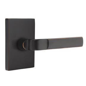 Emtek 5052-AST-US10B Aston Door Lever Dummy Set With Modern Rectangular Rosette Oil Rubbed Bronze