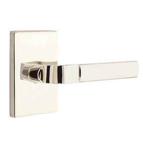 Emtek 5112-AST-US14 Aston Door Lever Passage Set With Modern Rectangular Rosette Polished Nickel