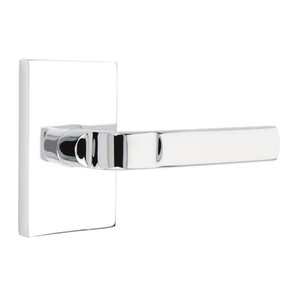 Emtek 5112-AST-US26 Aston Door Lever Passage Set With Modern Rectangular Rosette Polished Chrome