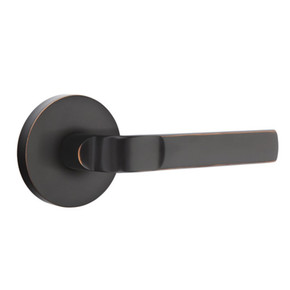 Emtek 5209-AST-US10B Aston Door Lever Privacy Set With Disk Rosette Oil Rubbed Bronze