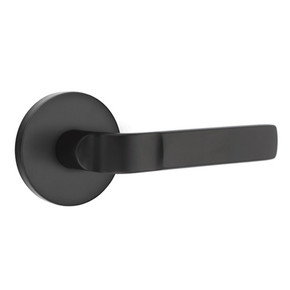 Emtek 5209-AST-US19 Aston Door Lever Privacy Set With Disk Rosette Flat Black