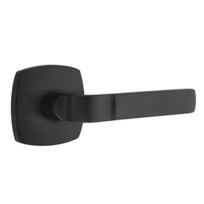 Emtek 5326-AST-US19 Aston Door Lever Privacy Set With Urban Modern Rosette Flat Black