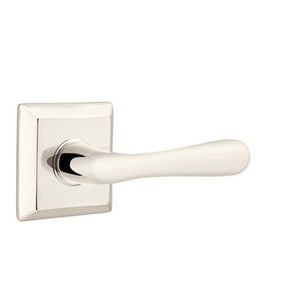 Emtek 5110-BA-US14 Basel Door Lever Passage Set With Square Rosette Polished Nickel