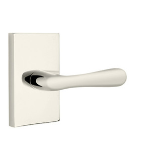 Emtek 5112-BA-US14 Basel Door Lever Passage Set With Modern Rectangular Rosette Polished Nickel