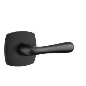 Emtek 5326-BA-US19 Basel Door Lever Privacy Set With Urban Modern Rosette Flat Black