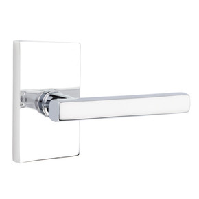 Emtek 5052-FRL-US26 Freestone Door Lever Dummy Set With Modern Rectangular Rosette Polished Chrome