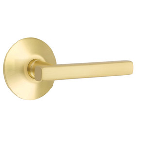 Emtek 5057-FRL-US4 Freestone Door Lever Dummy Set With Modern Rosette Satin Brass