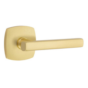 Emtek 5306-FRL-US4 Freestone Door Lever Dummy Set With Urban Modern Rosette Satin Brass