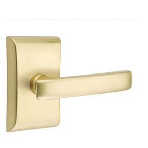 Emtek 5111-GV-US4 Geneva Door Lever Passage Set With Neos Rosette Satin Brass