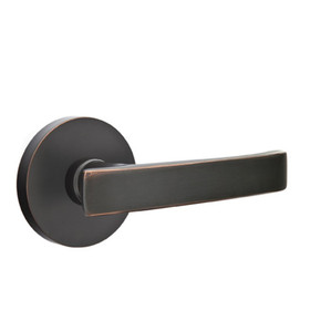 Emtek 5209-GV-US10B Geneva Door Lever Privacy Set With Disk Rosette Oil Rubbed Bronze