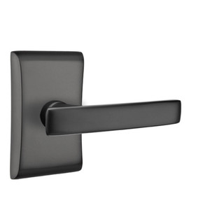Emtek 5211-GV-US19 Geneva Door Lever Privacy Set With Neos Rosette Flat Black