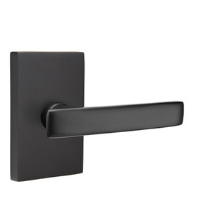 Emtek 5212-GV-US19 Geneva Door Lever Privacy Set With Modern Rectangular Rosette Flat Black