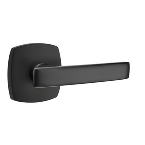 Emtek 5326-GV-US19 Geneva Door Lever Privacy Set With Urban Modern Rosette Flat Black